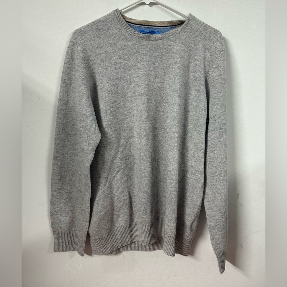 J. McLaughlin Mens Medium 100% Cashmere Sweater Grey Crewneck Pullover